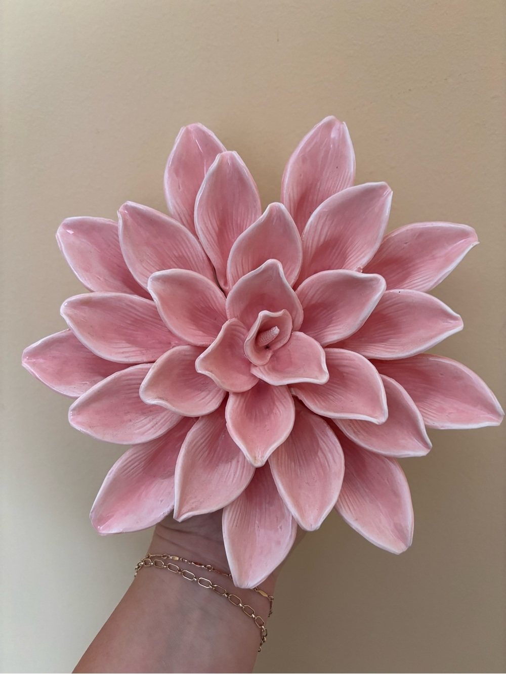 Vintage Opalhouse Pink Porcelain Carnation Flower Wall Decor